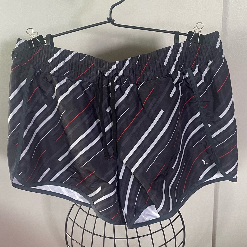 Black and White Striped Athletic Shorts